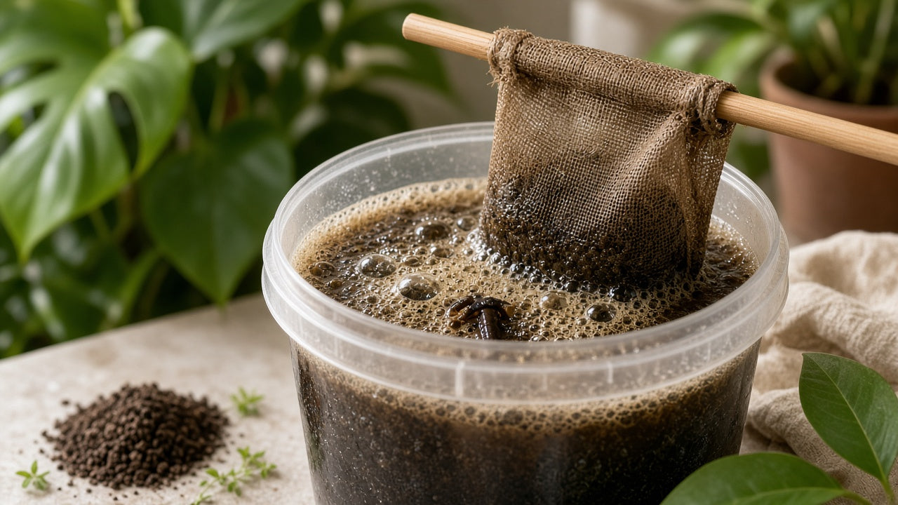 fresh castings brew bubbling in a bucket