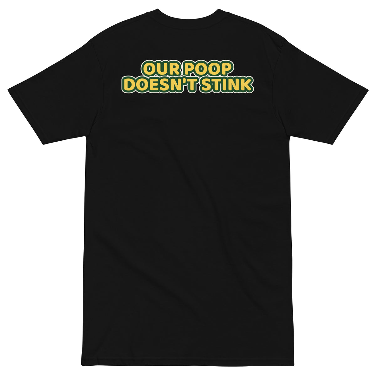 Poppy's Wiggle Juice heavyweight tee in black, back view