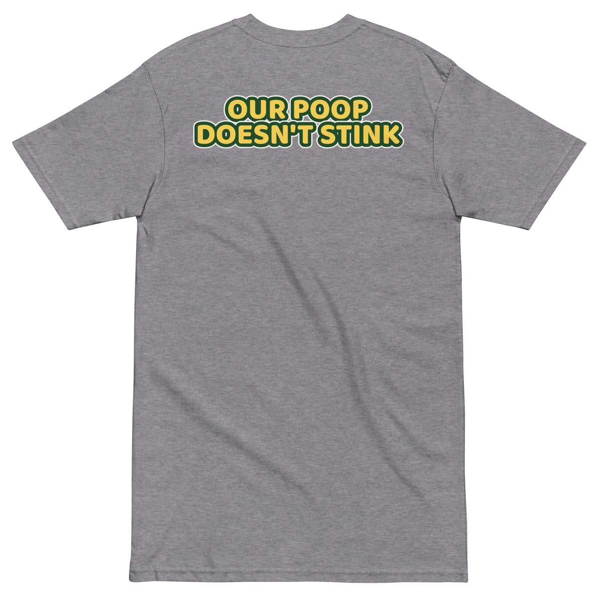 Poppy's Wiggle Juice heavyweight tee in carbon grey, back view